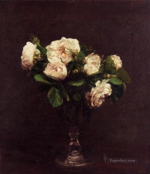 Pintor de flores de rosas blancas Henri Fantin Latour Pinturas al óleo